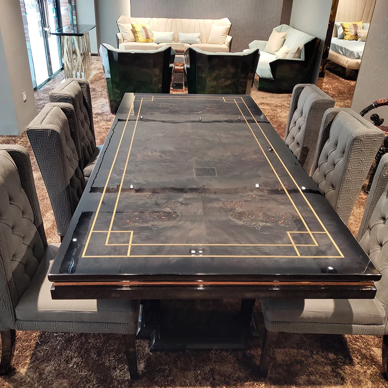 Modern Luxury Rectangular Dining Table with Chair Set  Dining Room Home Furniture