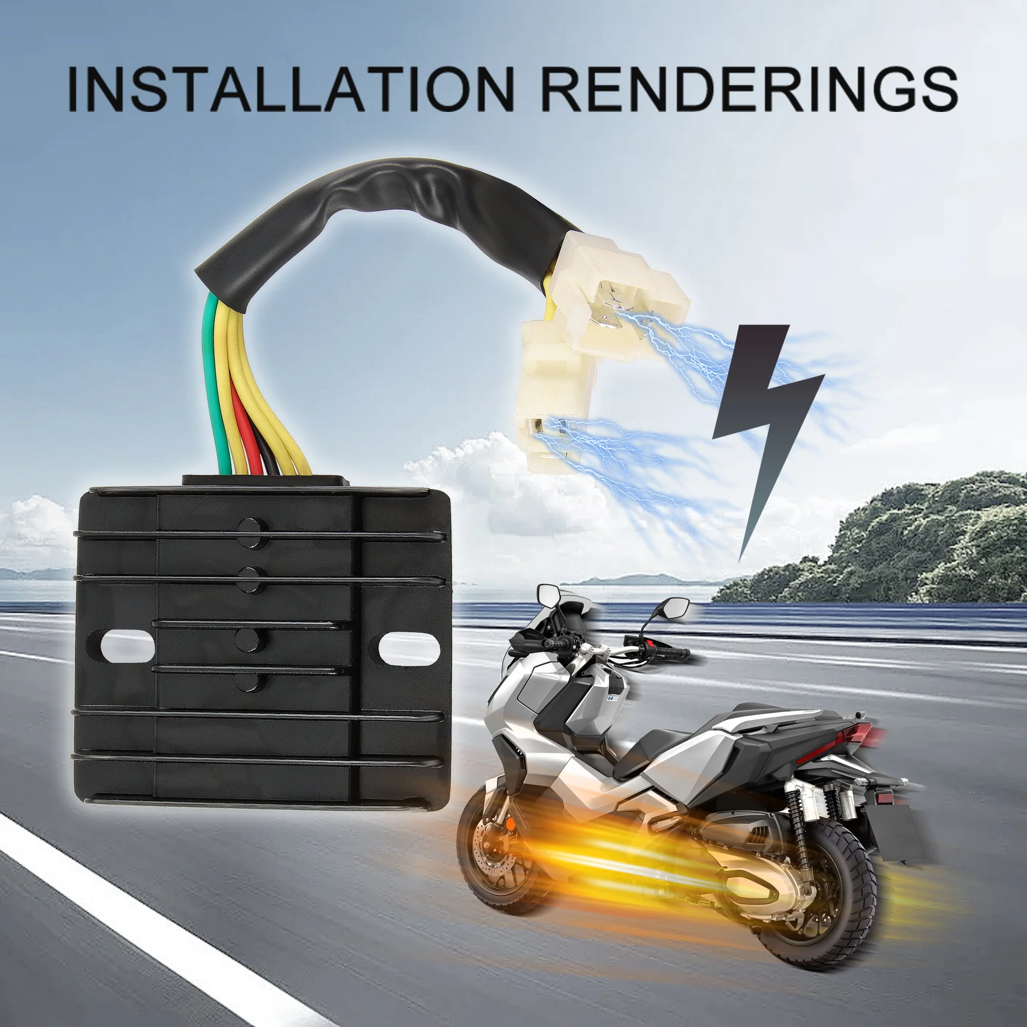 GOOFIT 6 Fils Tension DC Régulateur Rectifieur Replaceent Pour 50cc 70cc 90cc 125cc 150cc