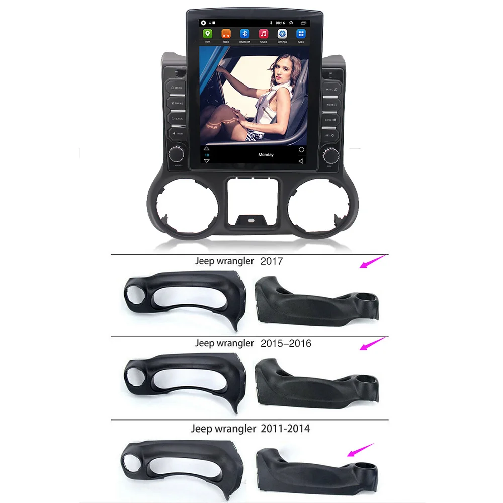 9.7" Vertical Screen Android 13 Car Audio Radio for Jeep Wrangler 3 JK 2010-2017 Carplay/4G Wifi GPS Multimedia Video DVD Player