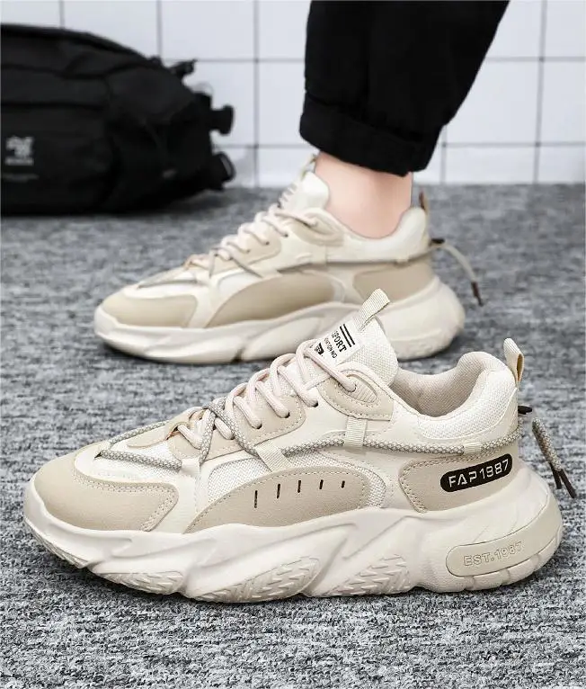 Men's shoes summer new 2024 breathable mesh sports trend increase leisure running shoes