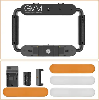 GVM TL-10S 5600K Selfie LED Ring Light Smartphone Video Rig Phone Video Stabilizer for Camera/Smartphone/Makeup