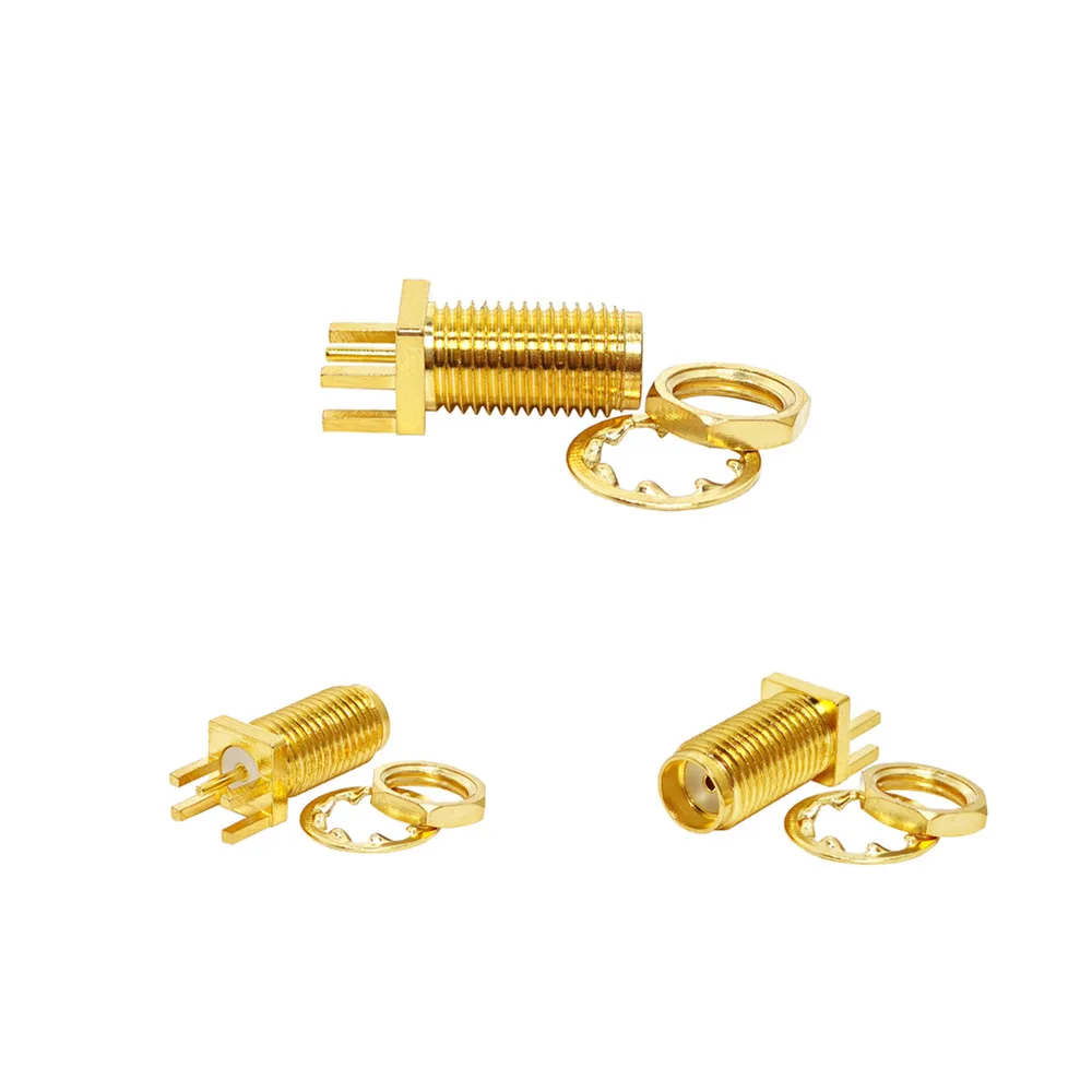 RF Connector SMA Straight Bulkhead Jack Coaxial Connector for PCB Edge Mount 50 Ohm