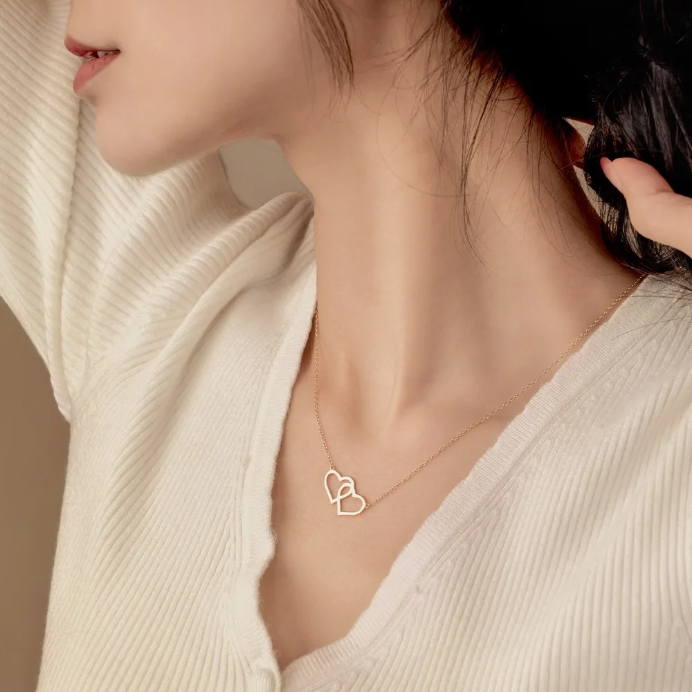 KAKODIY 925 Sterling Silver Heart Necklace Cubic Zirconia Exquisite Simple Zircon Design Mom Necklace Mother Gift detail 2