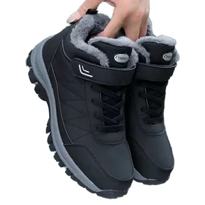 Men's Outdoor Water-Resistant Winter Hiking Boots with PU Leather Upper Fleece Lining Warm Snow Boots Rubber Insole for Walking