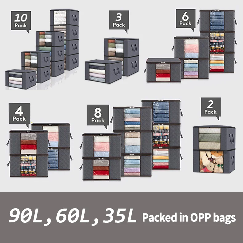 Clothes Storage Foldable Blanket Storage Bags With Lids And Handle For