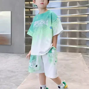 Boys Summer Set Short-Sleeved Cotton Cartoon Print Sportswear 2PCS Casual Wear