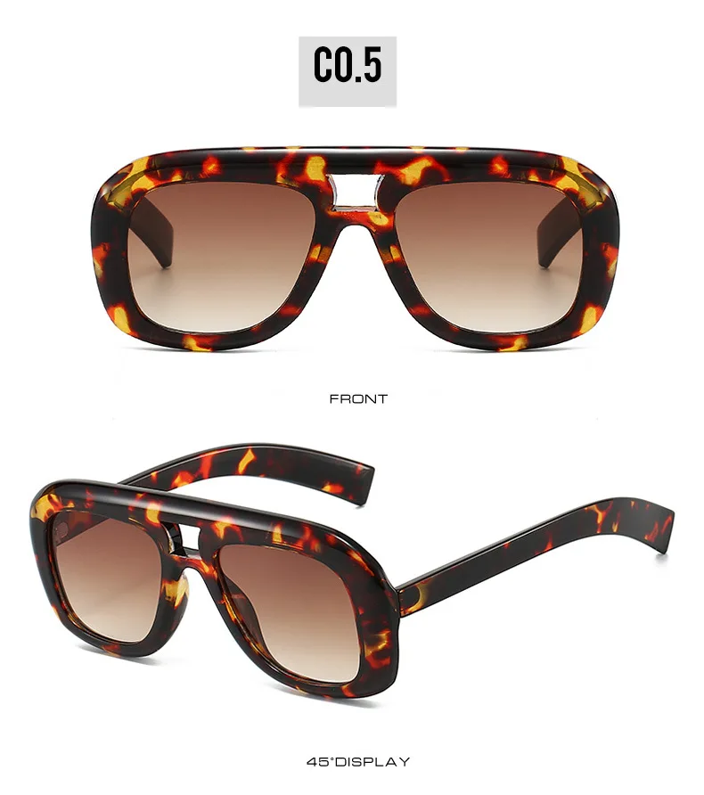 Oversized Women's Sunglasses With Double Bridge Uv400 Protection_voghion.com