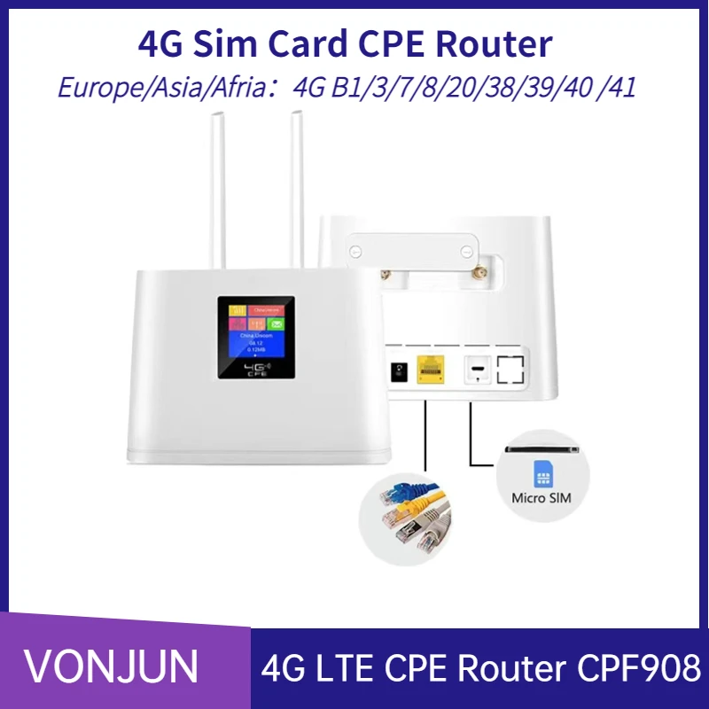 CPF908 LCD 4G CPE Router Sim Card Router With Removed External Antenna LTE Wireless Hotspot