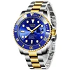 5 quadrante blu argento oro cinturino in acciaio inox