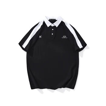 Black Uniform With Collars Logo Bulk Sublimed White Printing Black T Shirt Polo