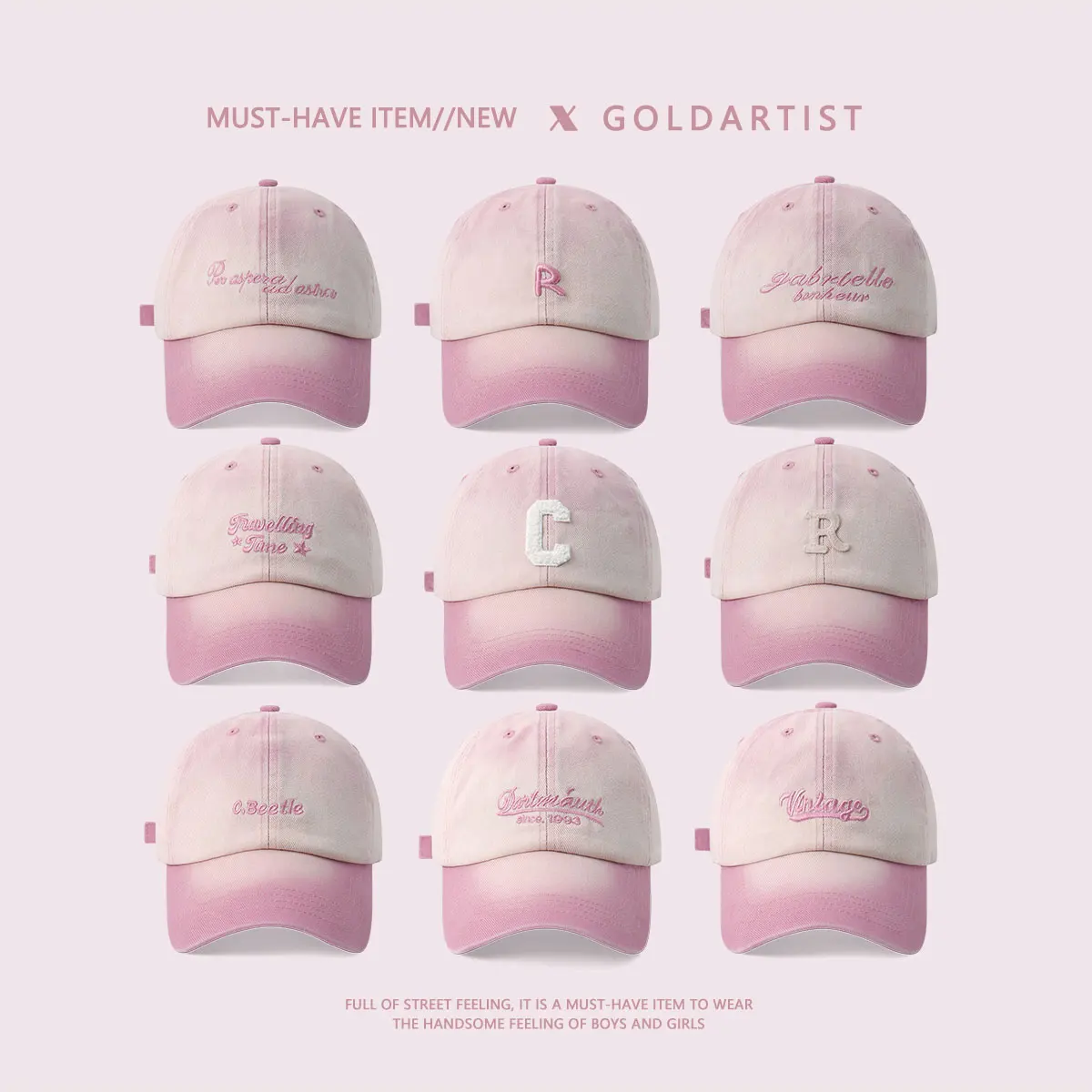 Wholesale 2025 New Arrival Pink Baseball Cap for Men Women High Quality Sporty Style Washed Embroidery Letter Promotion Price