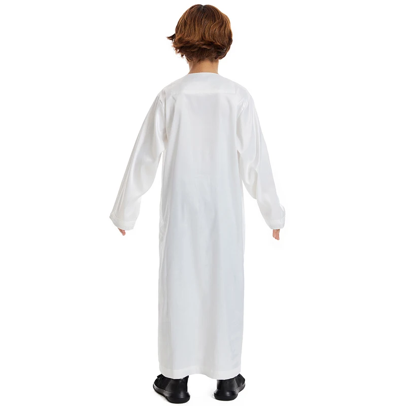 Muslim Children Abaya Ramadan Jubba Prayer Thobe Boys Long Dress Kids Caftan Islamic Robe O-Neck Gown for Kaftan Dubai Arab Robe