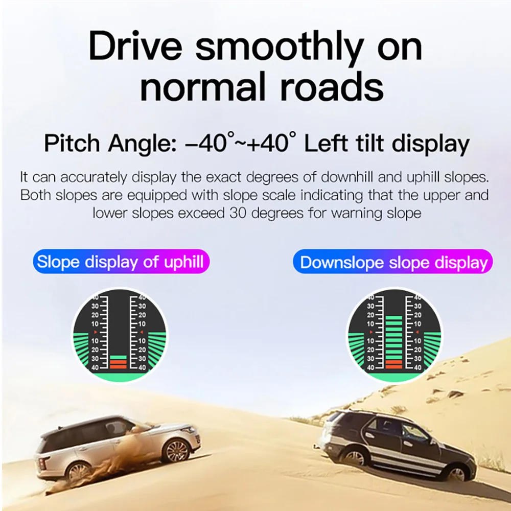 Vjoycar Off Road 4x4 Vehicle Car Gauge Slope Inclinometer Meter Angle Finder Digital Alarm Hud for Universal Cars