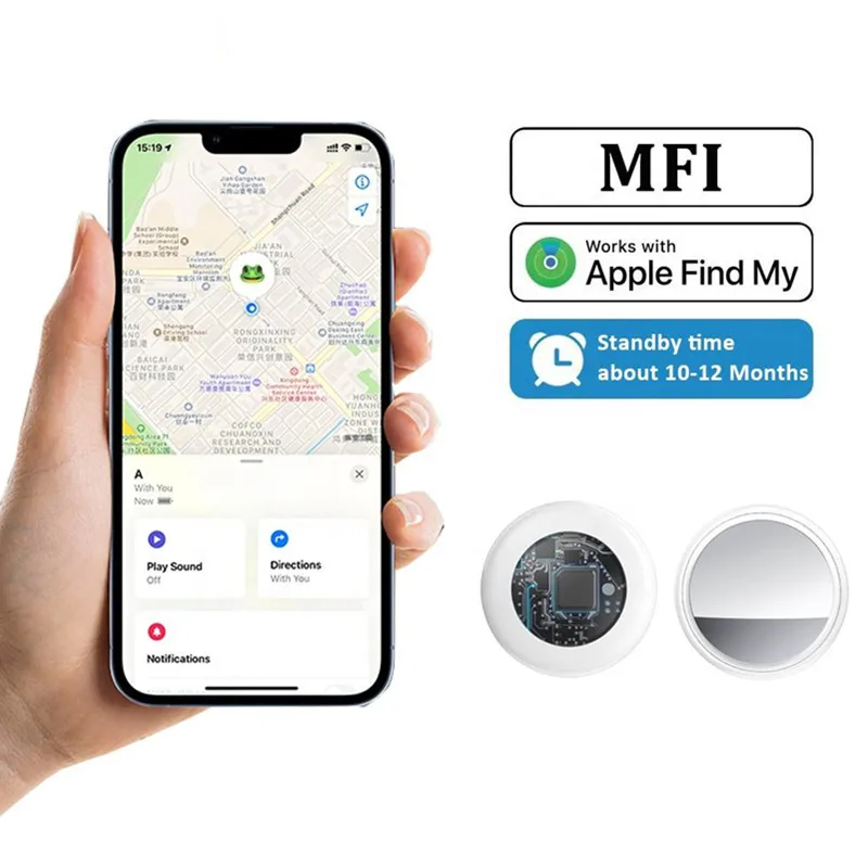 Works With Smart Tag for Apple Find My, GPS Items Tracker With Tag Holder & Keychains,IPX8 Waterproof Key Finder