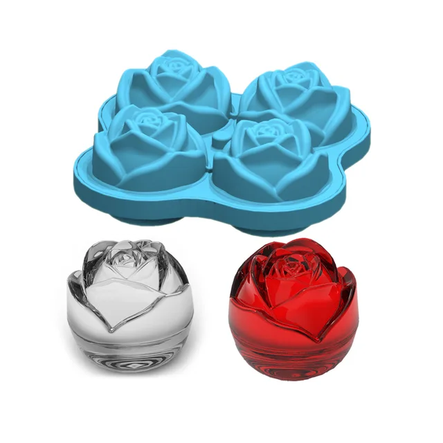 Ice Cube Tray Rose Ice Mold Silicone Fun Big Ice Ball Maker for Cocktails Juice Whiskey Bourbon Freezer