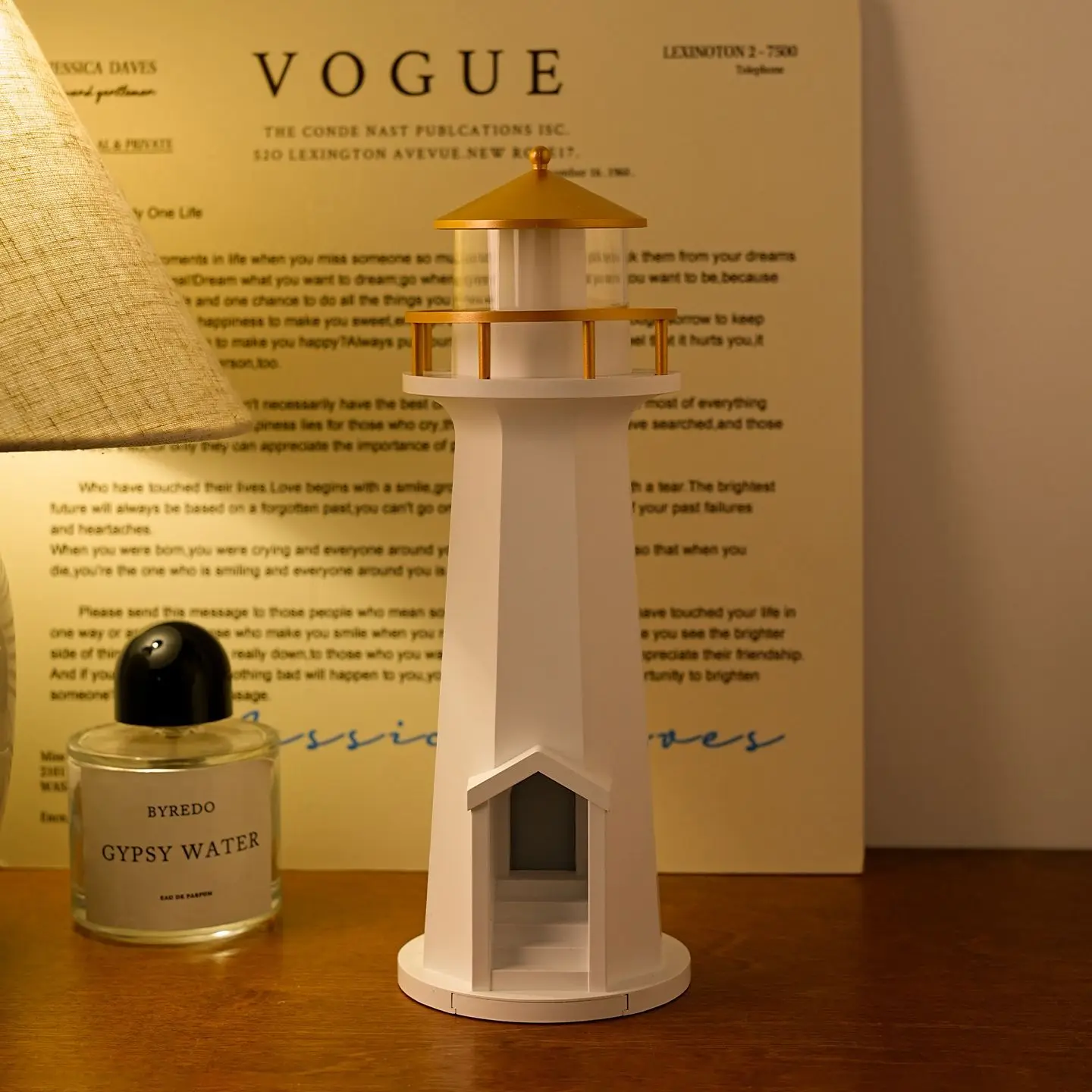 Lighthouse Shaped LED Night Light Projector Moon Pattern Warm Glow Nautical Style Home Decor Bedroom Desk Ambient Lamp