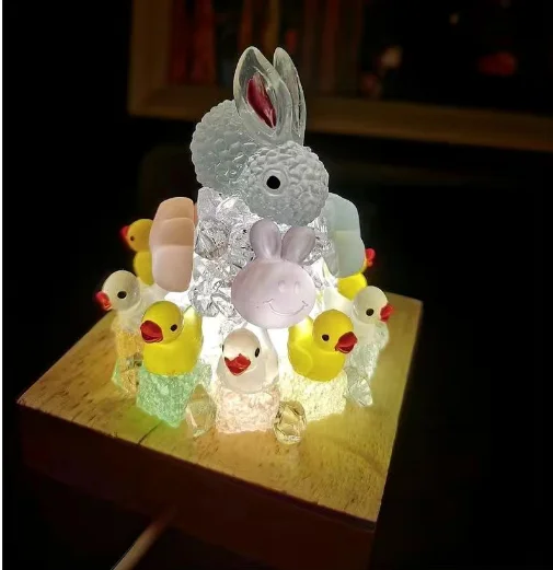 Rectangle Led Light Display Base Wooden Stand Lasers Crystal Glass