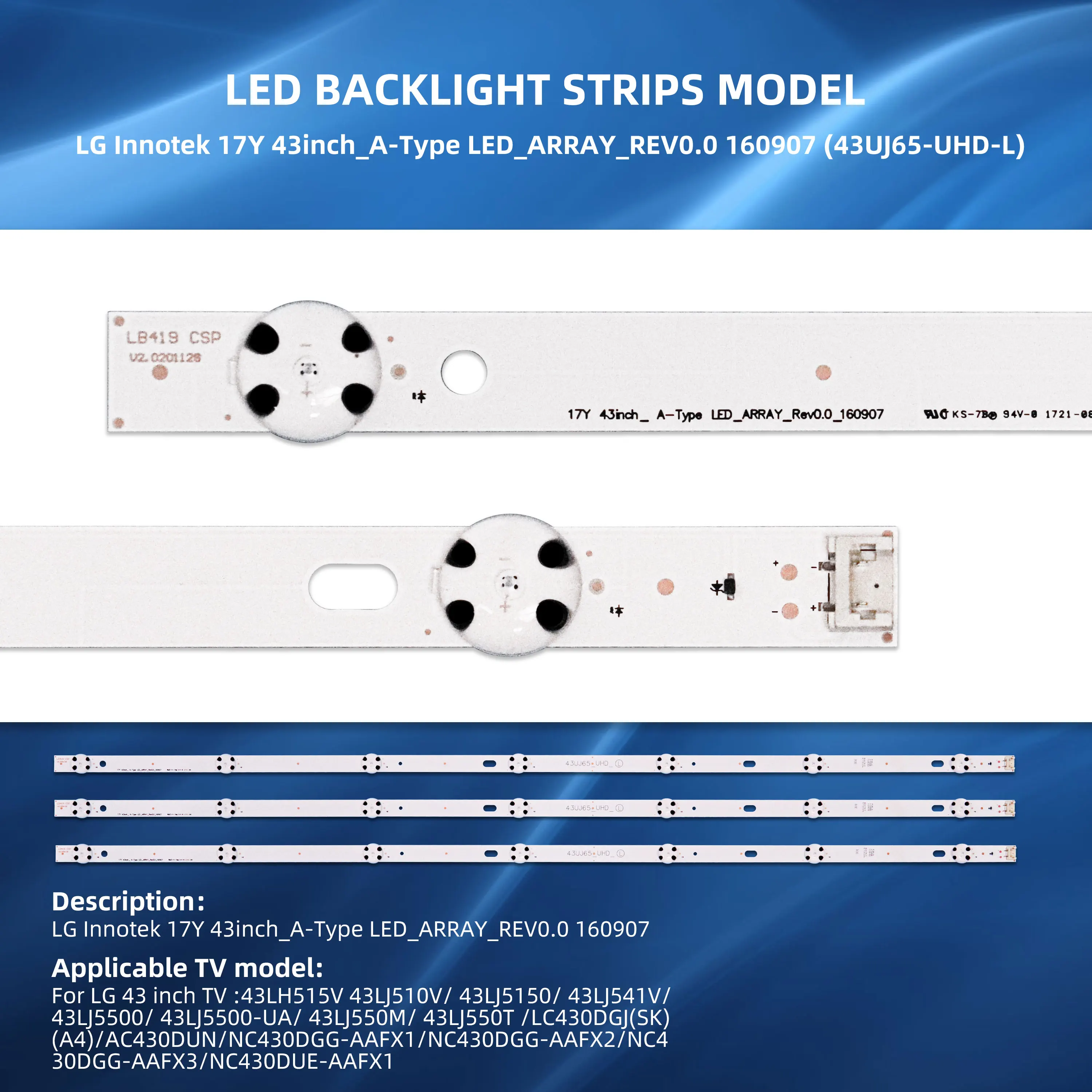 2 Barres De Rétroéclairage LED Pour TV LG 43UJ670V - Bandes Backlight Neuves