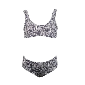 New Trends Sustainable 4 Way Stretch Girls Swimsuit Quick Dry Two Pieces Girls Swimwear Floral Print Bikini Set for Kids