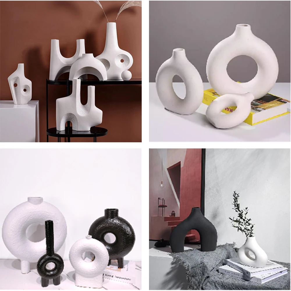 Modern Minimalist Dining Table with Creative Decoration Design Factory Customized Ceramic Vase for Home Eco-Friendly