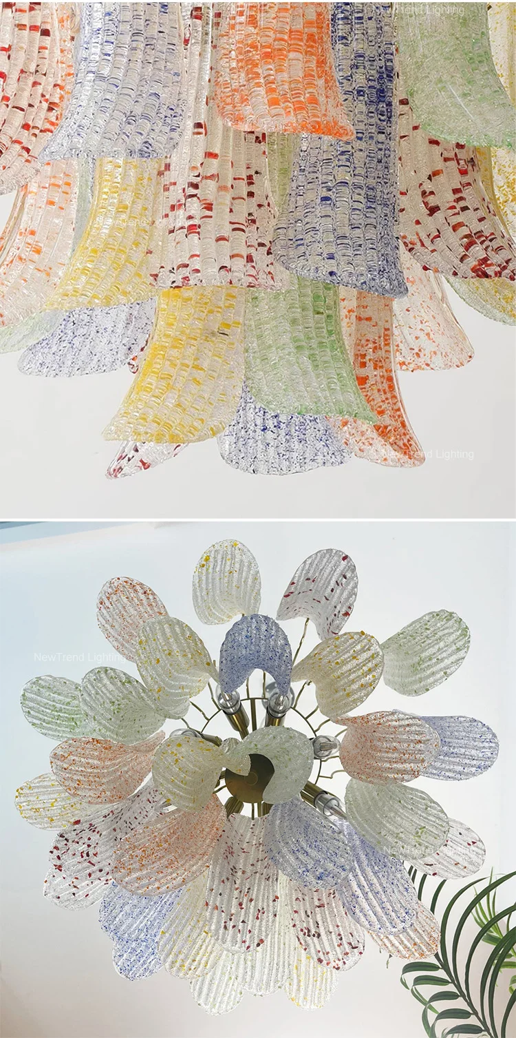 cpl 453 custom french vintage murano glass chandelier  colorful art pendant light for villa loft  living room-4