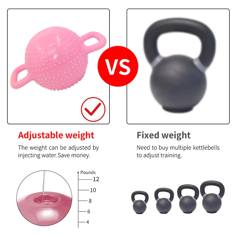 Yoga Fitness Waterfilled Kettle Bell 412lb Adjustable Water Dumbbell