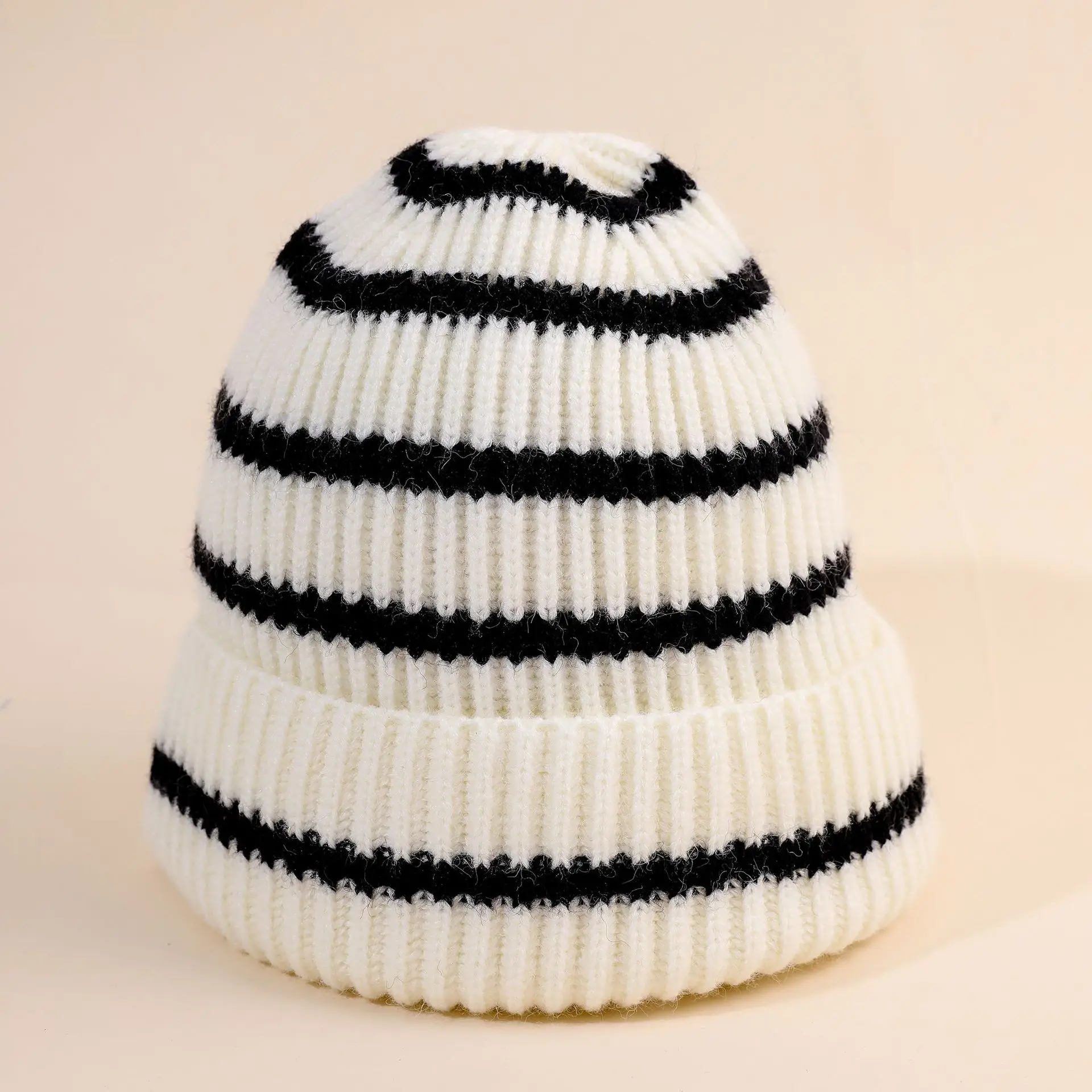 Beanie Manufacturer Winter Acrylic Knit Stripe Beanie Hat Unisex