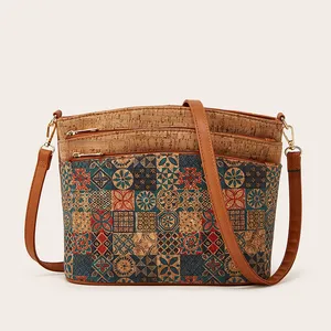 A-334 2026 Women's Retro Ethnic Style Single Shoulder Crossbody Bag Fashionable Personalized with Geometric Pattern Bark Zipper