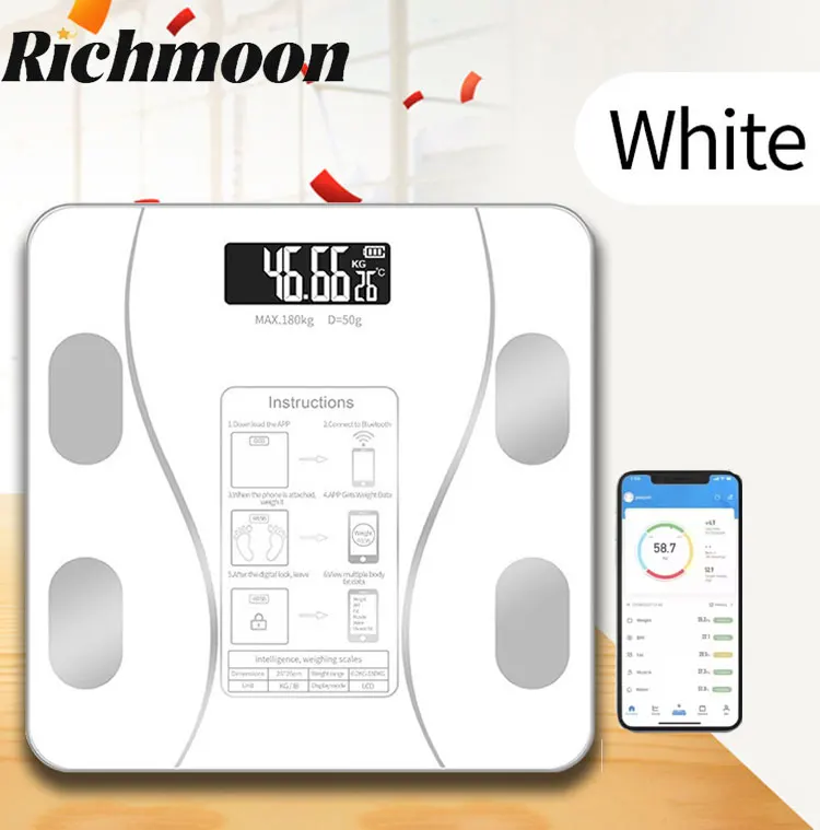 Okok App Weight Scale with Backlight Function 180kg Body Fat Scale Weighing Bluetooth USB Electronic Physician Health Diet Scale