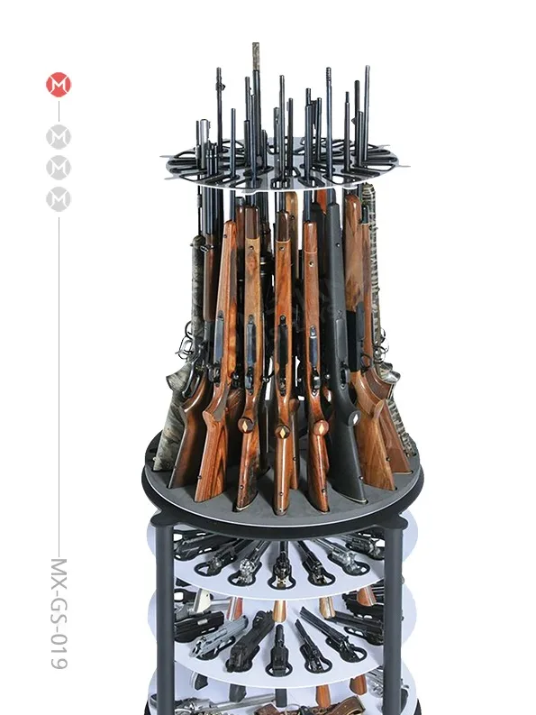 Customized Firearm Display Rack Rotating Metal Floor Gun Display Rack Military Firearm Storage 9144