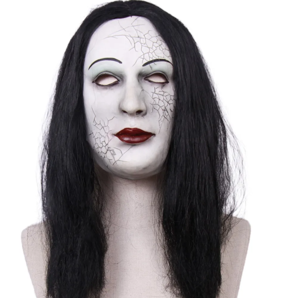 Realistic Latex Mask Female Woman Face Halloween Latex Mask Wig Lady Crossdressing Sissy Transgender Costume