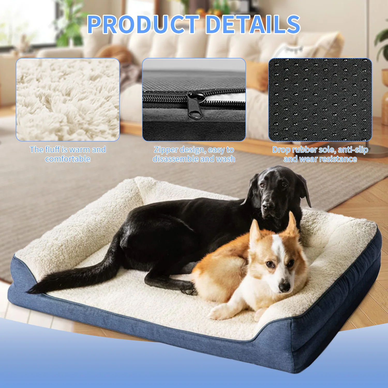 Wholesale big xl xxl heavy duty extra large orthopedic memory foam pet dog sofa bed for large dogs factory