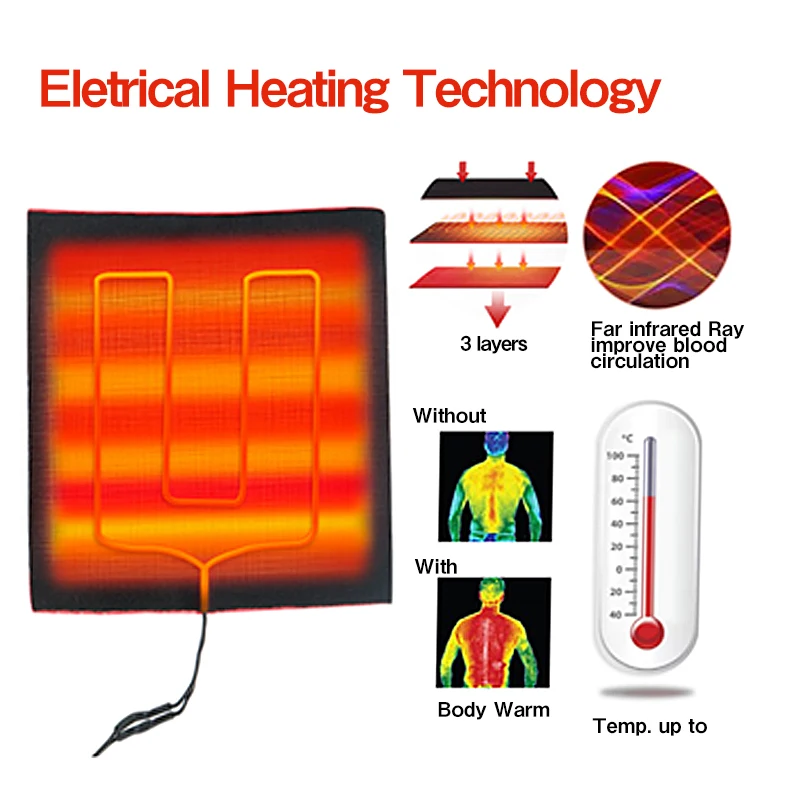 5V Carbon Fiber Heater USB Heated mat Jacket Heated Pads Winters Warmer Heat P4 