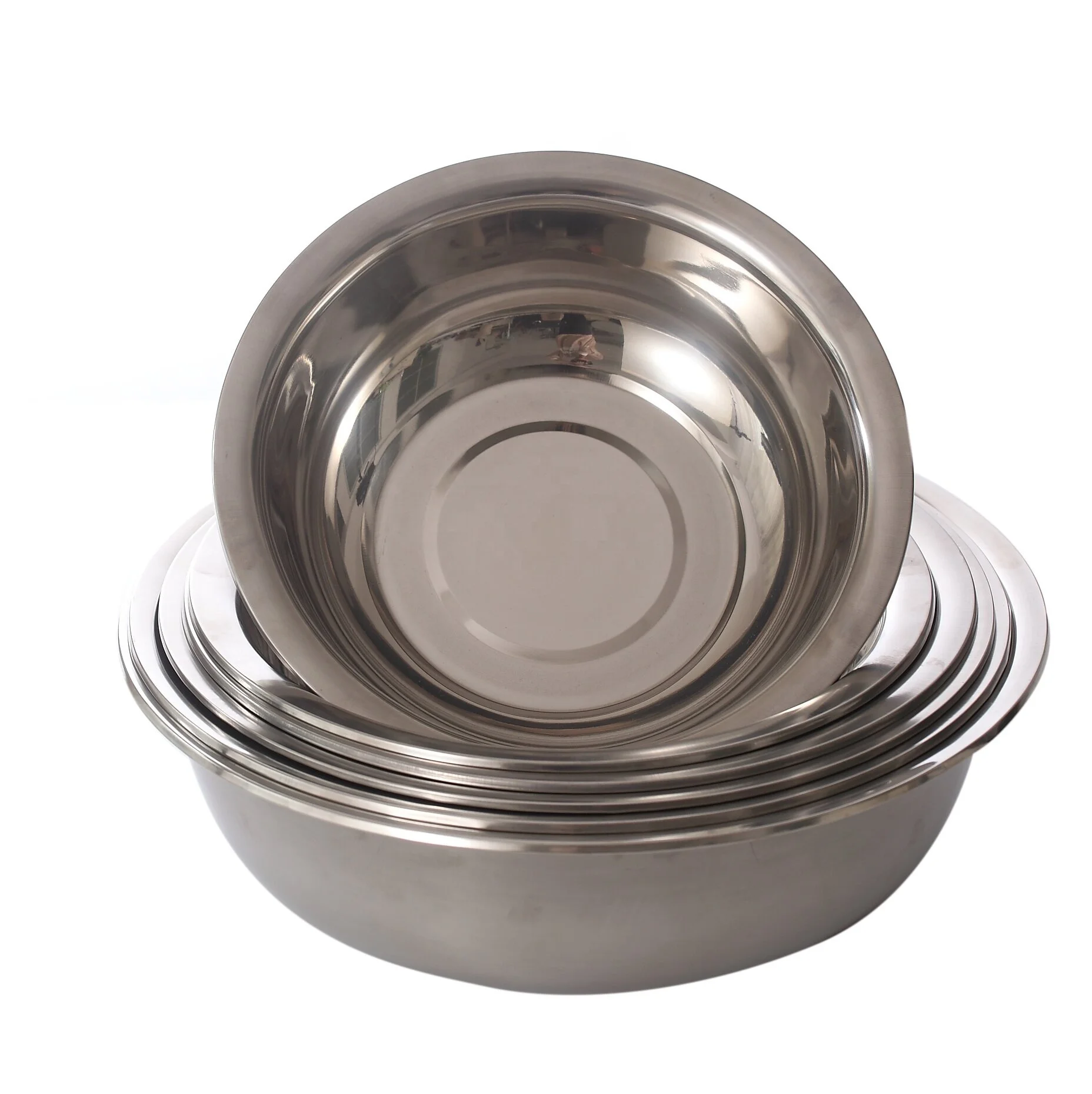 Stainless Steel Basin Metal Salad Bowls Round Mixing Bowl