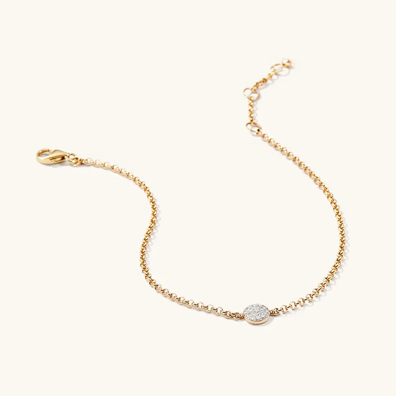 Milskye Hot Selling Minimalist Two Color Gold Plated Sterling Silver Pave Diamond Round Bracelet