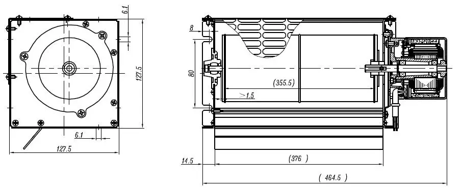 24V 80mm DC EC Cross Flow Fan Speed Adjustable