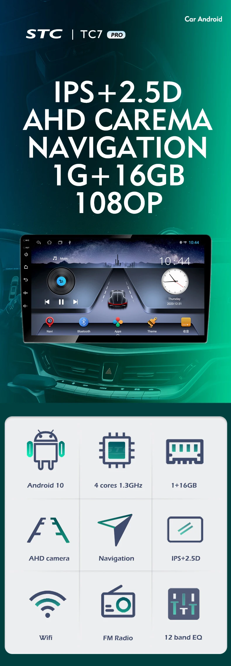 STC Universal  9" 10" Android Autoradio Navigation GPS WIFI BT FM Car Radio for A3 Android Navigation Touch Screen