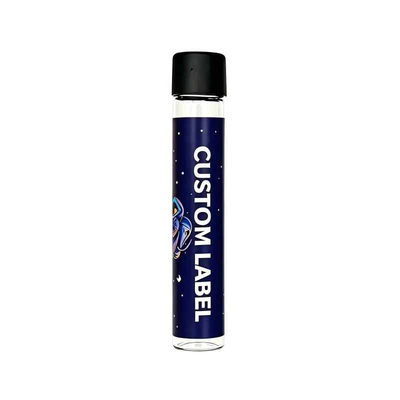 Pre Cigars Packaging Custom Labels 120mm Child Proof Resistant  Moisture-Proof Cigarette Glass Tube with Cr Lid Herb Packaging