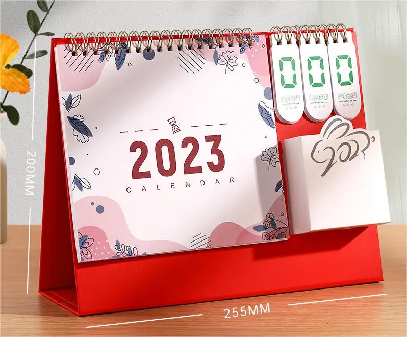 Double Coil Wall Calendar Custom Paper Removable Pen Container 365 Days ...