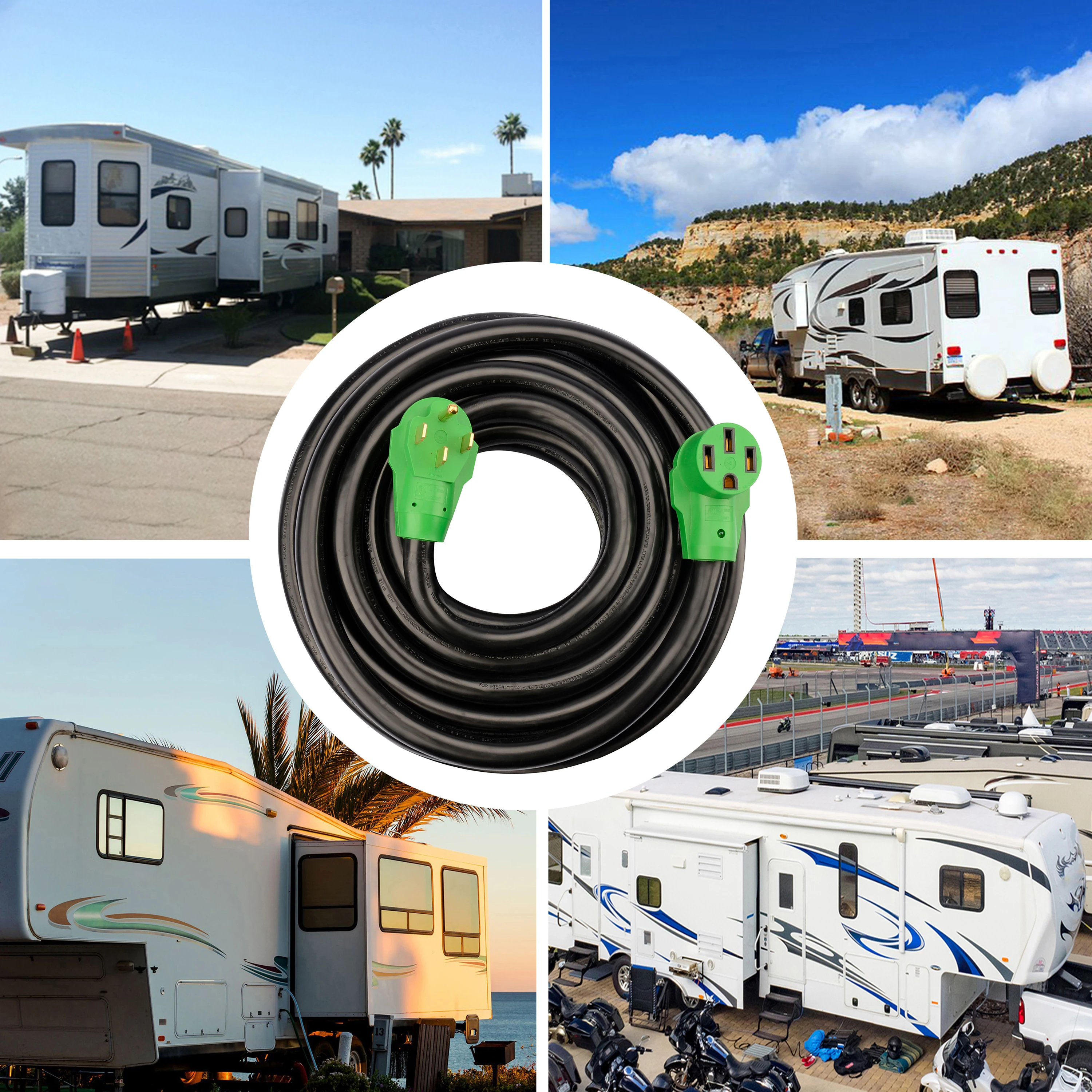 RVPLAN Wohnmobil-Verlängerungskabel 50 A, 15 M – STW-Kabel Mit Verriegelungsstecker, Für Generator & Haus