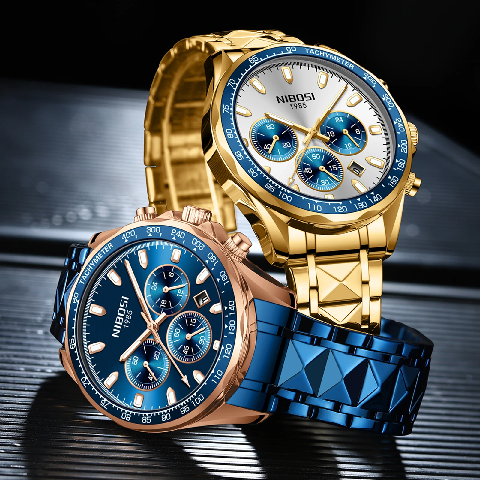 NIBOSI 2611 Mens Charm Fashion  Chronograph Luminous Small Three Needle Water Proof Quartz Watch