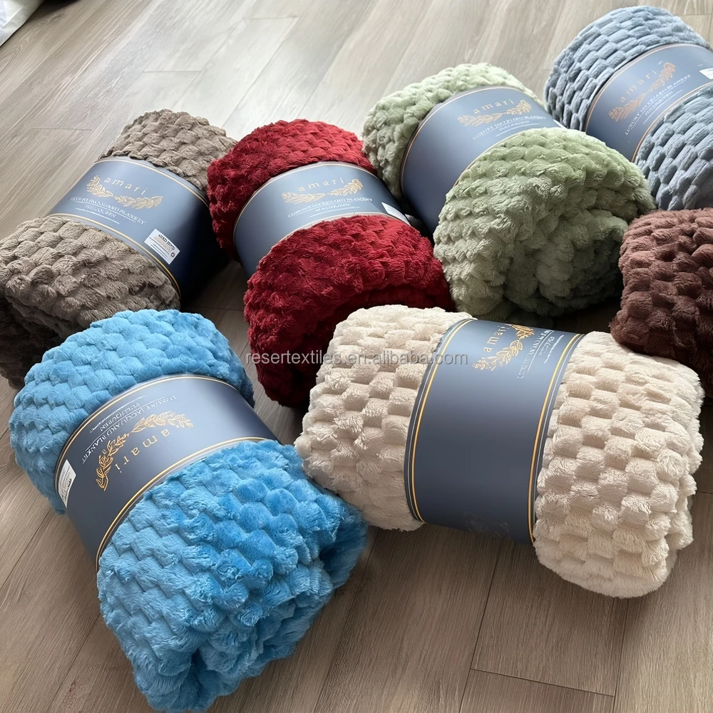 Extra Large 50x70 Inches Solid Knitted Modern Jacquard All-Season Soft Fleece Throw Blanket Fuzzy Cozy Lightweight