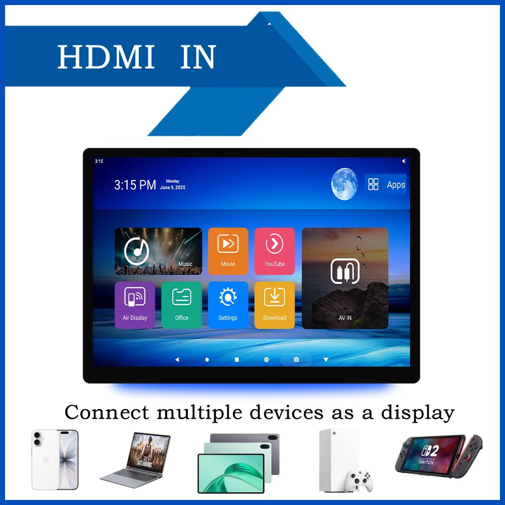 KANOR 13.5 Inch Car Tablet 8 Core HD 1920*1080 IPS Screen USB Android BT Wifi Rear Seat Touch Support Headrest Monitor
