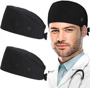 Scrub Cap Surgical Caps with Button and Sweatband, Adjustable Scrub Caps for Women Men, Accept Custom Design and Printing