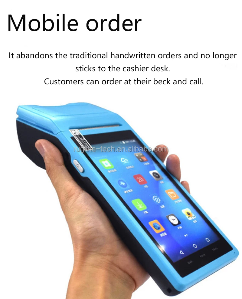 Handheld Pos Terminal Android 8.1 PDA Restaurant Shop Cash Registers Wireless Bill Machine Thermal Receipt Printer