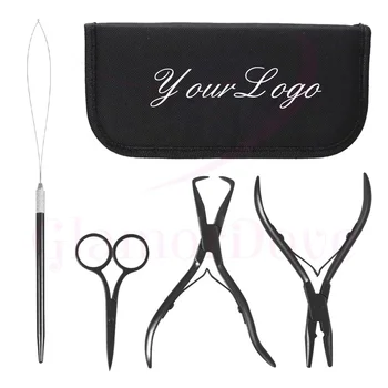 Customized Micro Links Rings Beads Opener Closer Hair Extension Pliers Kit with Loop Threader and Mini Scissors