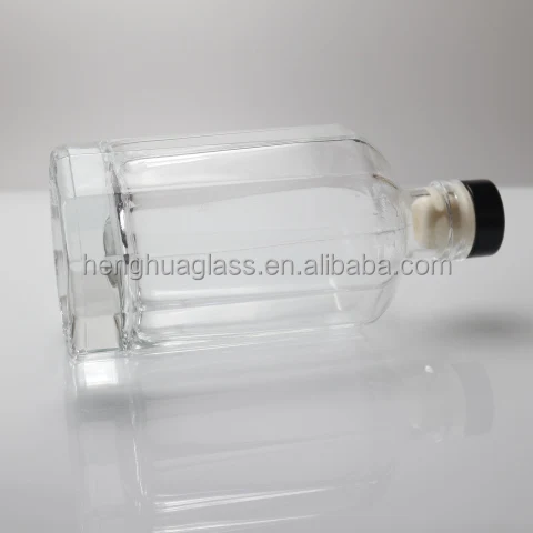 Custom clear 1000ml 1l  Unique Shape  Flint Glass Liquor Bottle 1 Liter Polygon Vodka Wine Brandy Spirits Whiskey Glass Bottle