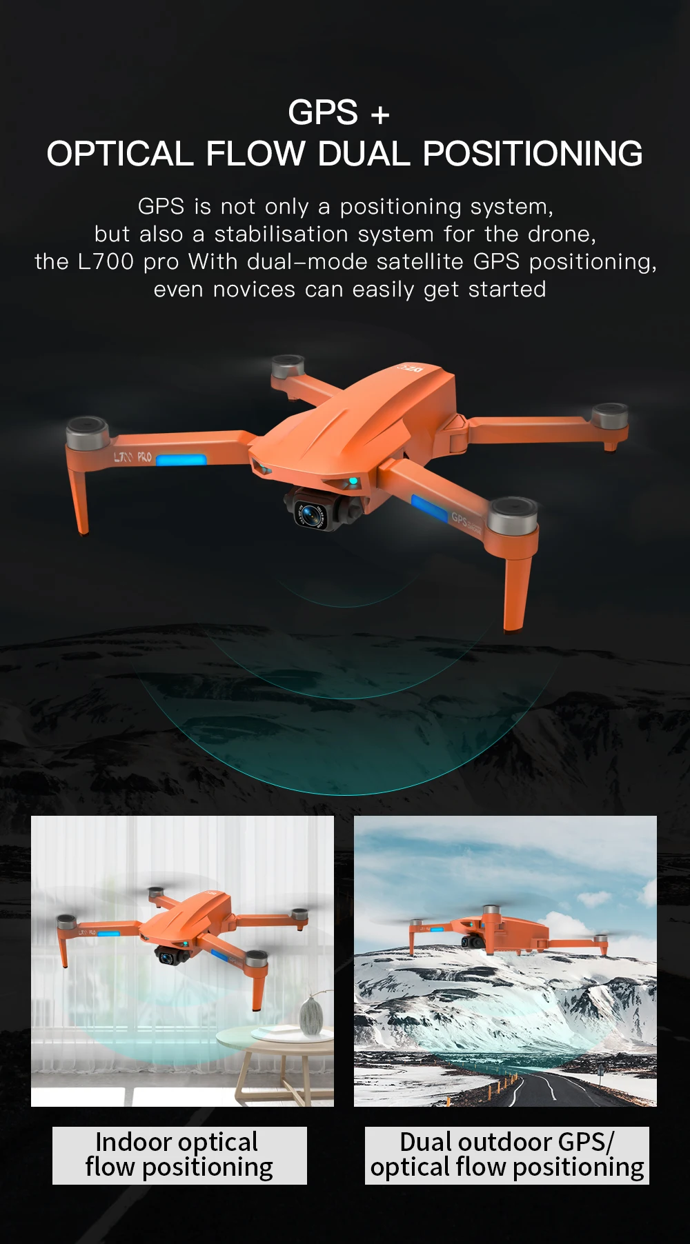 L700 Pro Gps Fpv 1.2km Drone 4k Professional Dual Hd Camera Aerial ...