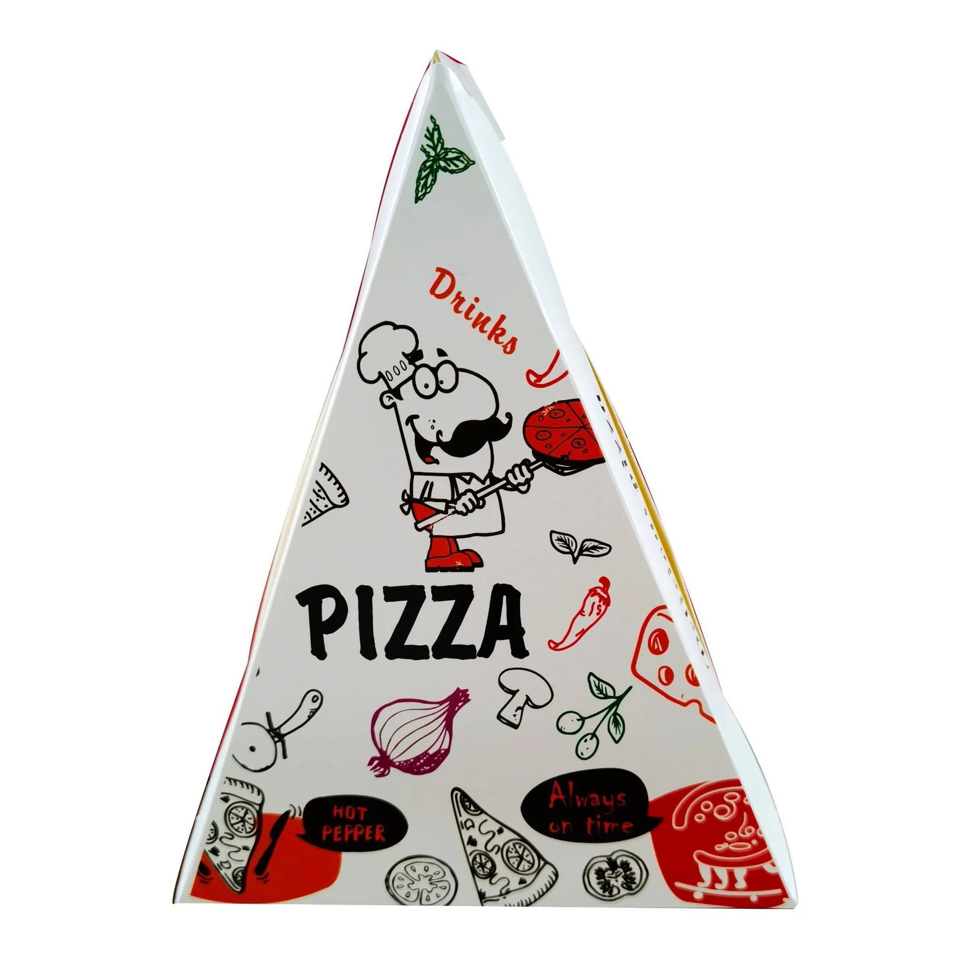 High Quality Triangular Pizza Slice Box Custom Printed Corrugated Board Packaging Embossed UV Coated for Food Industrial Use