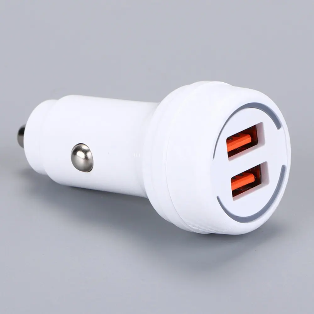  2 USB-A White With Indicating Light Round Car charger DC12V-24V 5011